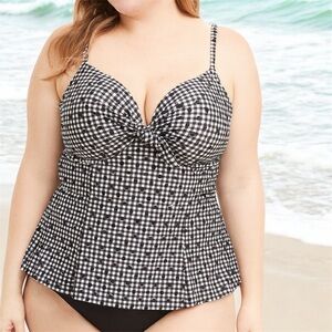 Christina Captiva Black/White Checkered/Polka Dot Swim Tankini -TOP ONLY - Large